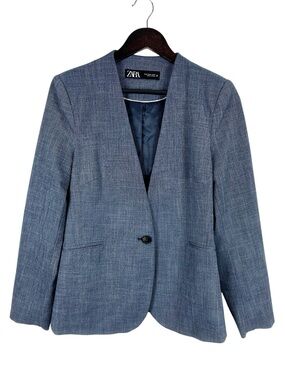 Zara Blue Grey Basic Blazer Women's Size 4